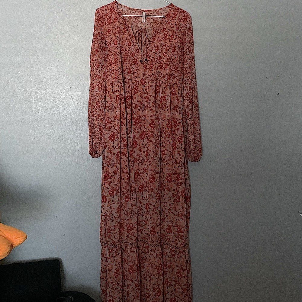 Long pink red dress
